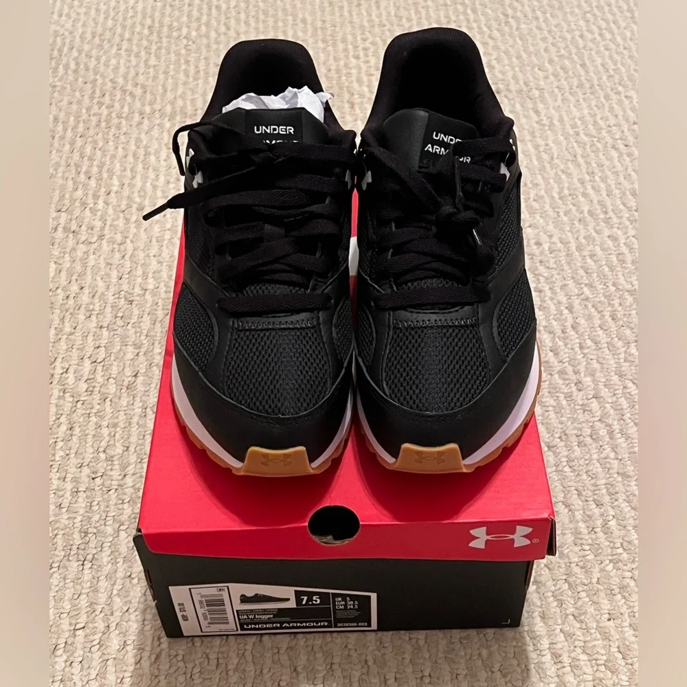 NIB Under Armour Women’s Black Sneakers Size 7.5 - Picture 2 of 5